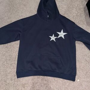 Aelfric Eden Navy Blue star print color contrast Hoodie with Star Design